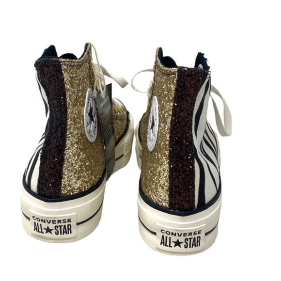 Converse Ctas Lift Platform Zebra Glitter Shoes Women Size Custom 570636C-WWZBYG - Picture 5 of 9
